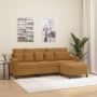 Trivietė sofa su pakoja, rudos spalvos, 180cm, aksomas