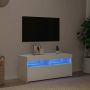 Televizoriaus spintelė su LED apšvietimu, balta, 90x35x40cm