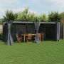 Pavėsinė su užuolaidomis, antracito spalvos, 6x3m, plienas