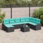Sodo Sofų Rinkinys su pagalve 9 pcs Juoda Poli ratanas
