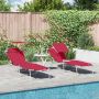 Saulės gultas 2 pcs Raudona 58 x 188 x 77 cm Poliesteris