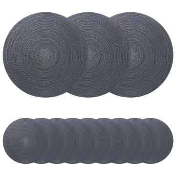 Džiuto paveikslai 12 pcs Tamsiai pilka Ø 30 cm