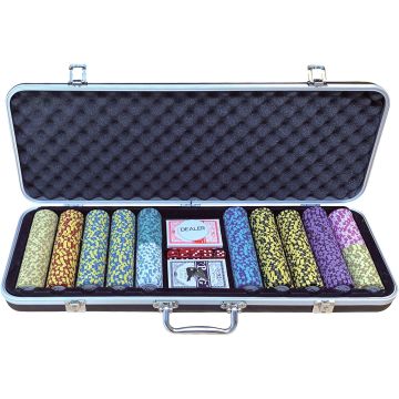 Pokerio rinkinys DLX 500 žetonų 14g su vertėmis