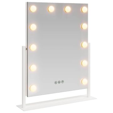LED makiažo veidrodis Balta 44 x 10 x 53 cm Stiklas ir plienas