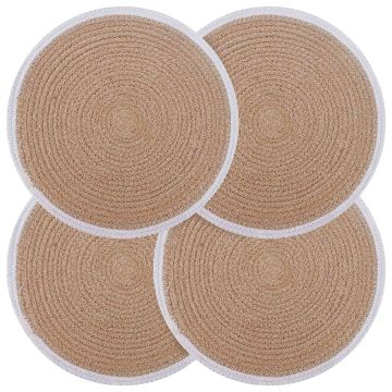 Džiuto paveikslai 4 pcs Natūrali ir Balta Ø 30 cm