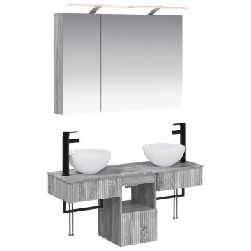 Vonios spintos komplektas 4 pcs Pilka Sonoma 100 x 14,5 x 70 cm