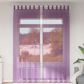 Voilės užuolaidos su kilpelėmis, 2 vnt., violetinės, 140x260 cm