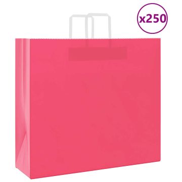 Popieriniai maišeliai 250vnt. su rankenomis, rožinis 54x15x49cm