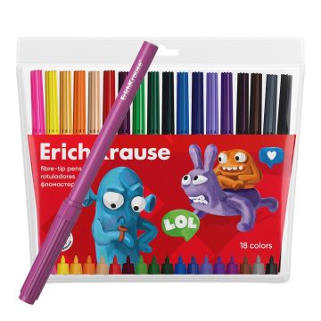 Flomasteriai Erichkrause Jolly Friends, vienpusiai, 18 vnt.