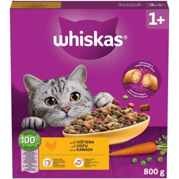 SAUSAS KAČIŲ MAISTAS WHISKAS ADULT VIŠTIENA 800G