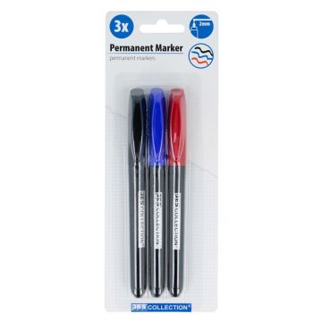 Permanentinis žymeklis 728869, mėlyna/juoda/raudona, 3 vnt.