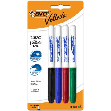 Permanentinis žymeklis Bic Velleda Grip 875714, 4 vnt.