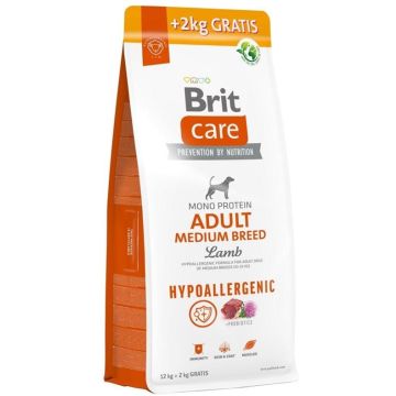 Sausas šunų maistas Brit Care, ėriena Adult M 12kg+2kg