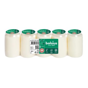 Žvakės įdėklai Bolsius, 48 h, 5 vnt., Balta sp. 9 cm