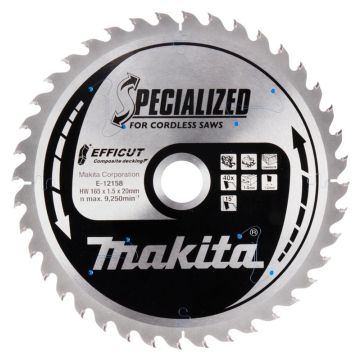 Medienos pjovimo pjūklas Makita 165X1.5X20mm 15° T40 E-12158