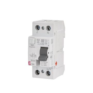 Srovės nuotėkio rėlė ETI EFI-P2 A, 2P, 16 A, 240 V, 30 mA