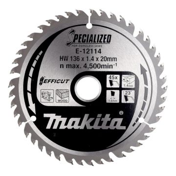 Medienos pjovimo pjūklas Makita 136X1.4X20mm 23° T45 E-12114