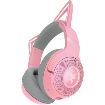 Žaidimų ausinės Razer Kraken V2 Kitty BT Quartz, rožinės