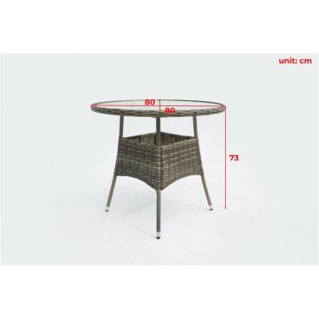 Lauko stalas Domoletti, rudas, 80 cm x 80 cm x 73 cm