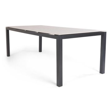 Lauko stalas Domoletti, juoda/akmens pilka, 220x100x75cm