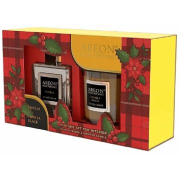 Rinkinys, namų kvapas ir žvakė Areon Black Vanilla