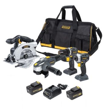  Įrankių komplektas GRUNDER 4 įrankiai 18V 2×4Ah