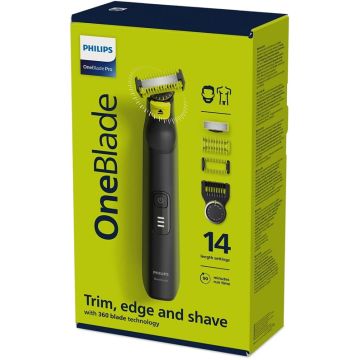 Barzdaskutė Philips OneBlade Pro 360, li-ion, juoda/žalia