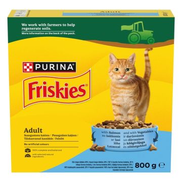 Sausas kačių maistas Friskies, daržovės/lašiša, 0.8 kg