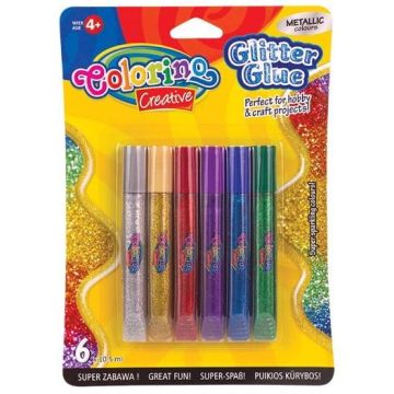 Klijai su blizgučiais Colorino 68826PTR, skysti, 6 vnt.