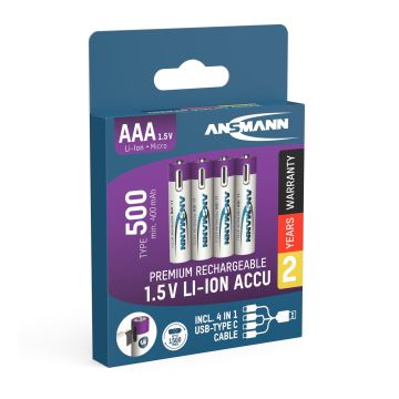 Įkraunami elementai ANSMANN AAA, 400 mAh, 1,5V, 4 vnt.