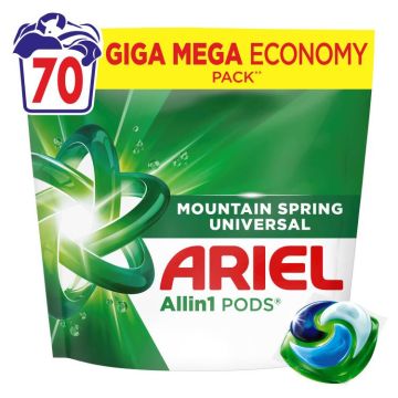 Skalbimo kapsulės ariel all-in-1 pods mountain spring 70 vnt