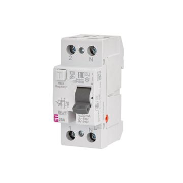 Srovės nuotėkio rėlė ETI EFI-P2 A 10kA, 2P, 25 A,240 V,30 mA