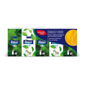 Vienkartinės nosinaitės Velvet, 4 sl, 10 vnt.