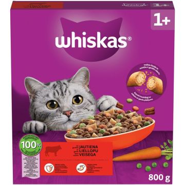 SAUSAS KAČIŲ MAISTAS WHISKAS SU JAUTIENA 800G