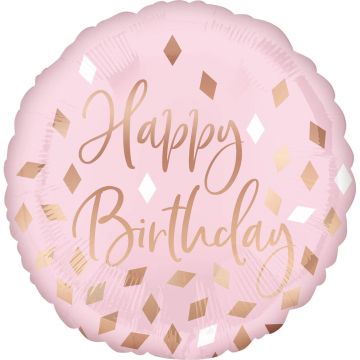 Apskritas balionas HAPPY BIRTHDAY, rožinis, 1 vnt.