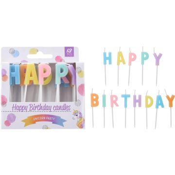 Gimtadienio žvakutė HAPPY B-DAY, 6 cm, 13 vnt.