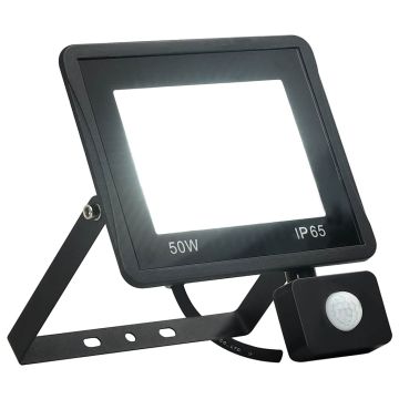 LED prožektorius su jutikliu, šaltos baltos spalvos, 50W