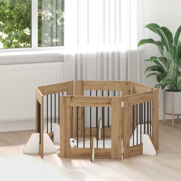 Šunų vartai su stovais 6 pcs Artisano ąžuolo 60 x 60 cm