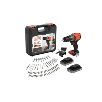 BLACK & DECKER akumuliatorinis gręžtuvas-suktuvas BCD383D2XKA-QW, 18 V, 2,0 Ah, 1 A