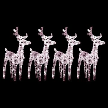 Kalėdiniai elniai, 4vnt., akrilas, 160 šiltos baltos LED
