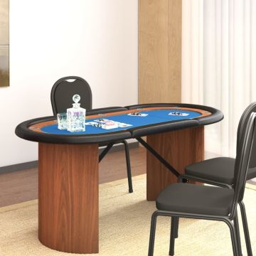 Pokerio stalas, mėlynos spalvos, 160x80x75cm, 10 žaidėjų