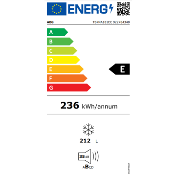 Šaldiklis AEG TB7NA181EC