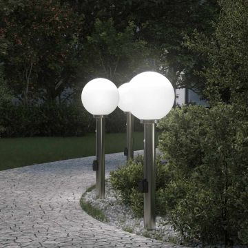 Šviestuvai su jutikliu ir lizdu, 3 vnt., 80 cm, nerūdijantis plienas, IP44