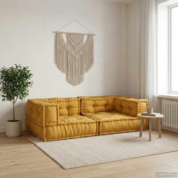 Dvivietė modulinė sofa, geltona, 140x70x36, audinys