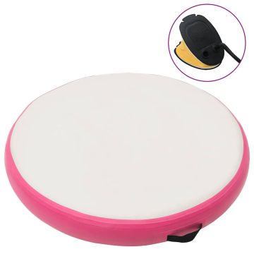 Gimnastikos kilimėlis su pompa, rožinis, 100x100x15cm, PVC
