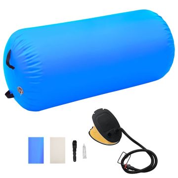 Gimnastikos ritinys su pompa, mėlynas, 120x75cm, PVC