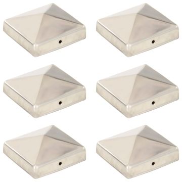 Tvoros stulpų dangteliai, 6vnt., 81x81mm, nerūdijantis plienas