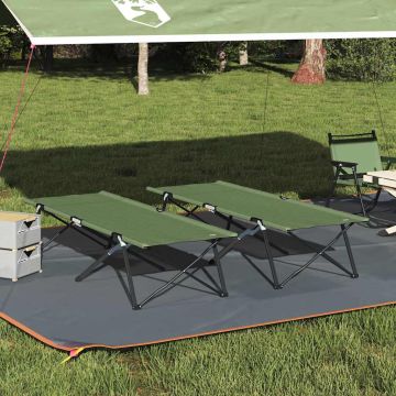 Sulankstoma Kempingo Lova 2 pcs Žalia 206 x 76 x 74 cm