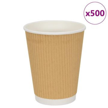 Popieriniai kavos puodeliai, 500 vnt., rudi, 12 uncijų (300 ml), 300 ml