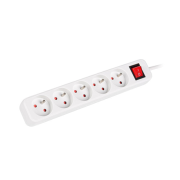 Lanberg Cable Power Strip, 5X French Outlets with Switch, Quality-Grade Copper, 3 m | PS1-05E-0300-W